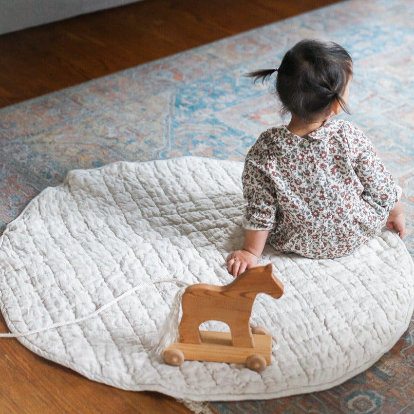 Quilted Play Mat - Natural Chambray