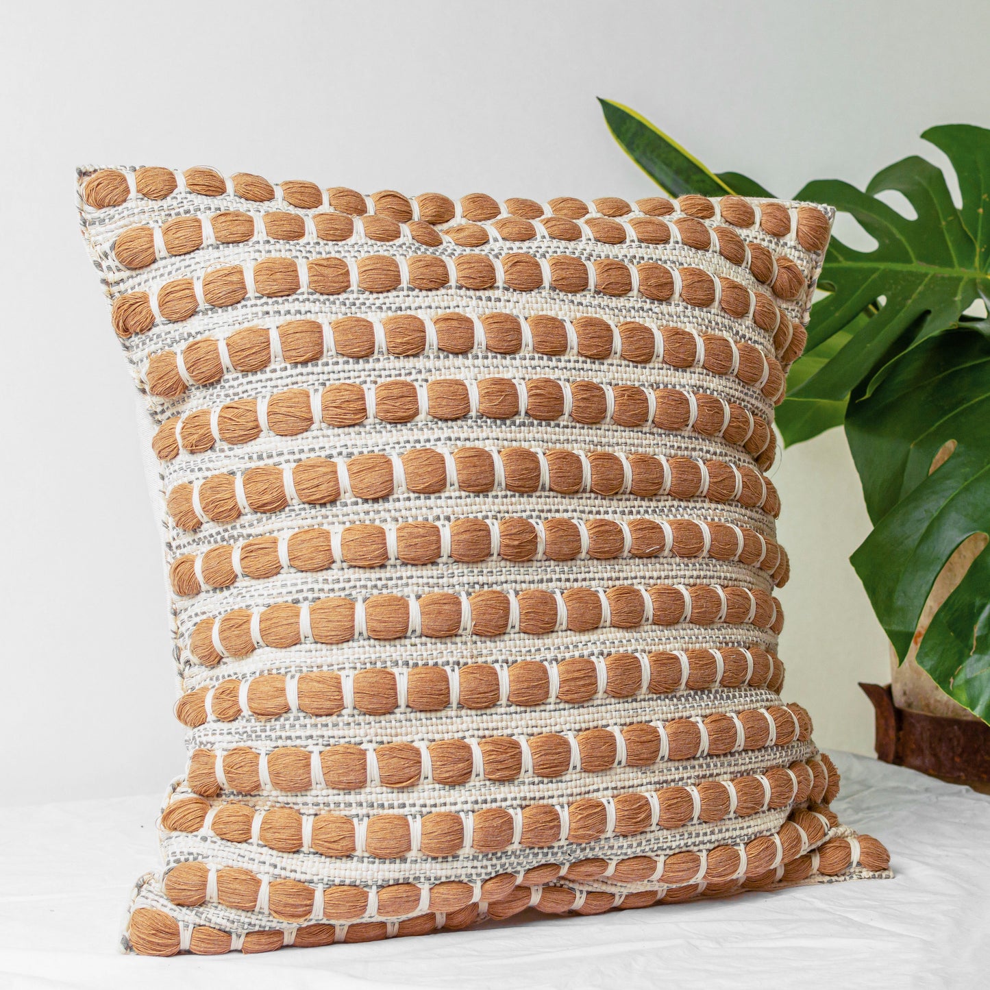 Rove Pillow Cover - Bone w/ Cocoa and Grey