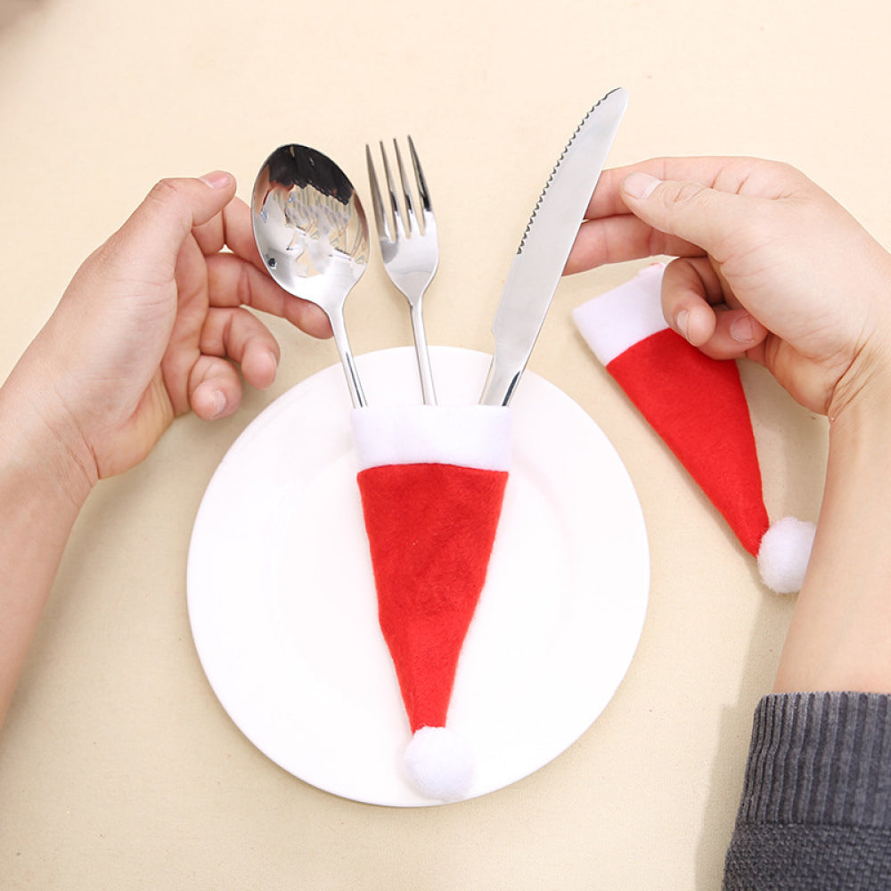 20-Piece Christmas Hat Cutlery Holders